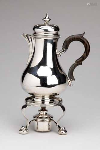 A Dutch silver coffee pot and burner