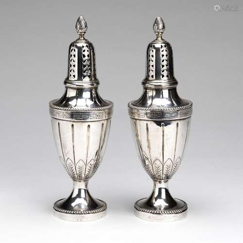 A pair of Dutch silver sugar casters