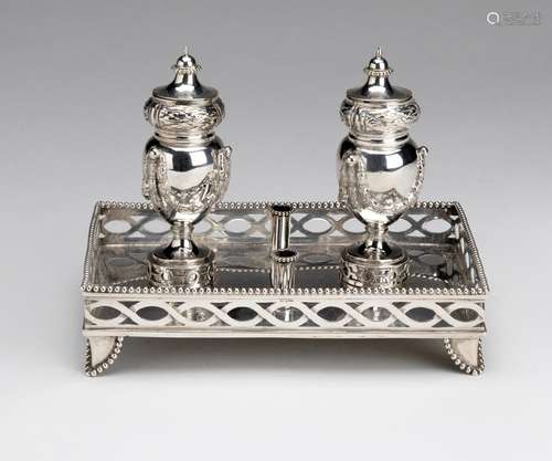 A silver ink stand