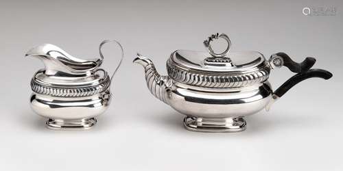 A Dutch silver teapot and milk jug, T.G .Bentvelt