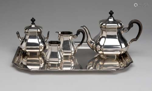 A Dutch silver tea service and tray