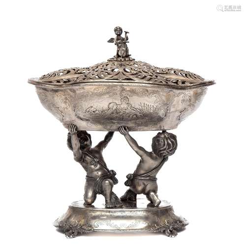 A Portugese silver large table piece