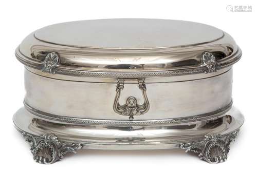 An English silver jewellery box