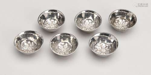 Six Dutch silver miniature porridge bowls