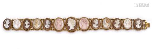 An antique 14k gold cameo bracelet