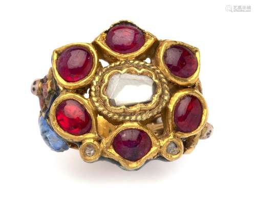 An 18k gold Indian gem set ring