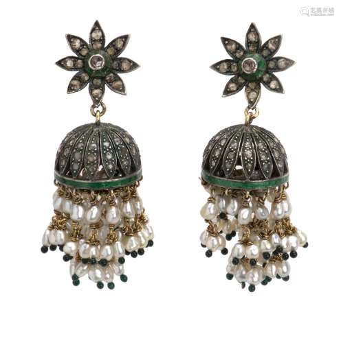 A pair of modern Indian jhumka earclips