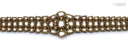 An Indian 20k gold enamel and diamond bracelet