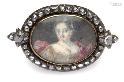 An antique diamond miniature brooch