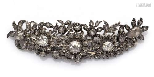 An antique silver rose-cut diamond brooch