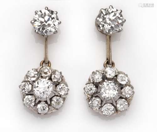 A pair of diamond earrings