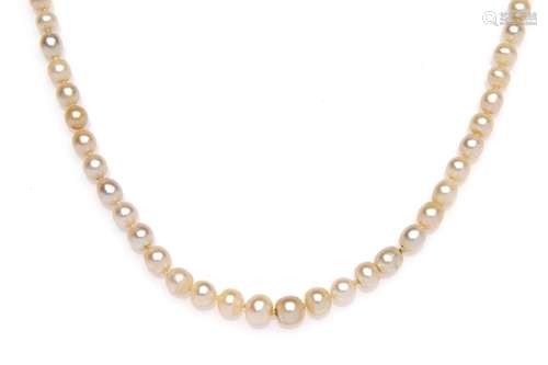 An antique natural and cultured pearl necklace