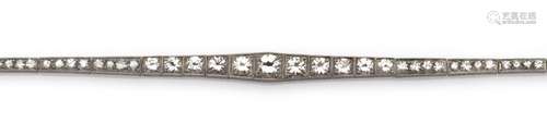 An Art Deco platinum diamond line bracelet