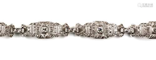 An Art Deco platinum diamond bracelet