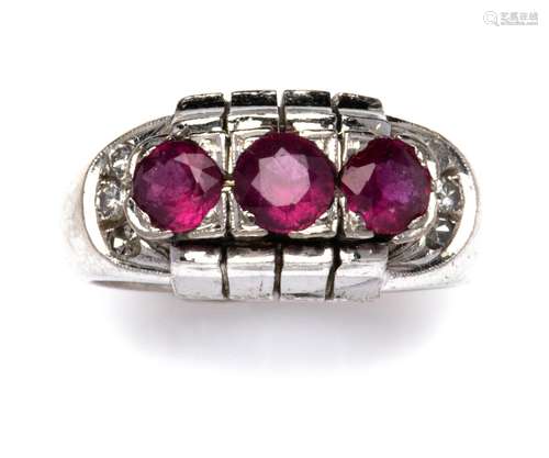 A retro ruby and diamond ring