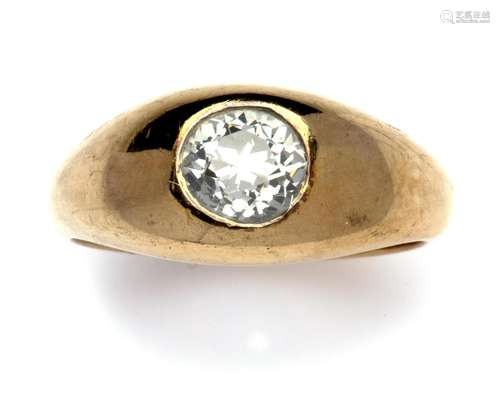 A 14k gold diamond single stone ring