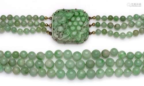 A jade bead necklace