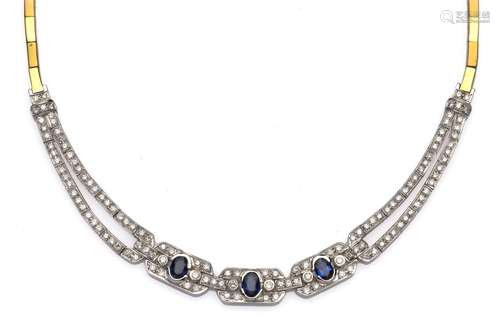 An 18k gold sapphire and diamond necklace, by Aris