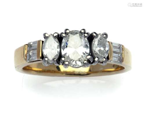 A 14k two colour gold diamond ring