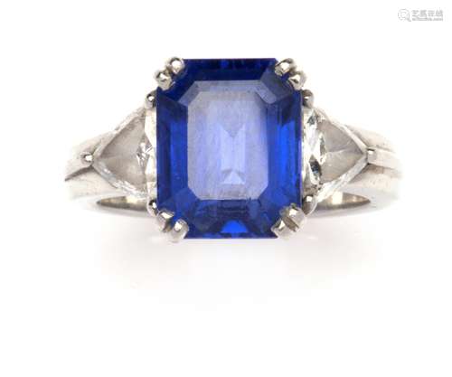 A platinum sapphire and diamond ring, Steltman