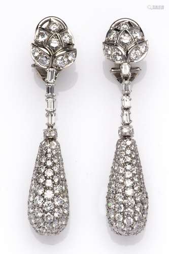 A fine pair of diamond earclips.