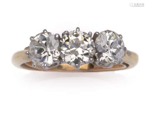 A diamond three stone ring