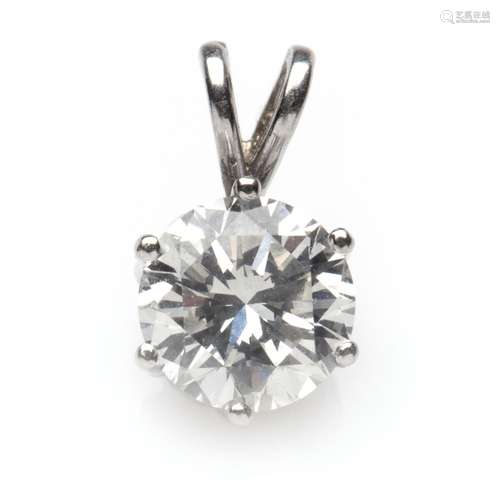 A 14k white gold diamond single stone pendant