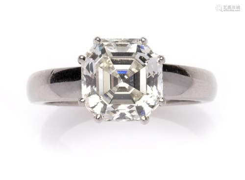 A platinum diamond single stone ring, by Steltman