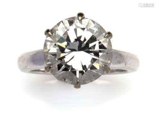 A 14k white gold diamond single stone ring