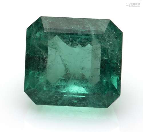 An unmounted Colombian emerald