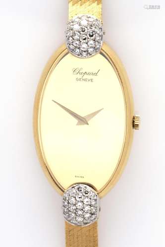 An 18k gold lady's diamond wristwatch, by Chopard