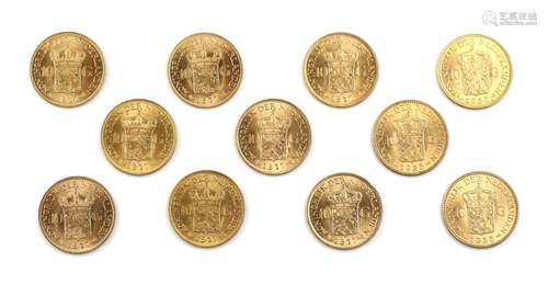 A collection of 12 gold coins