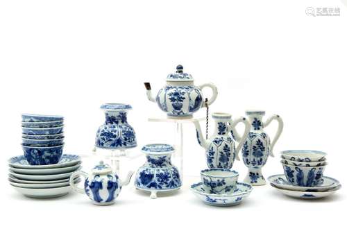 A group of various blue and white porcelain