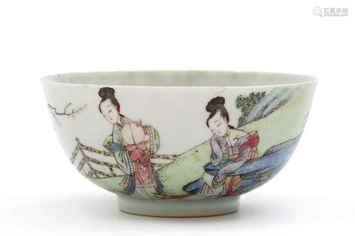 A famille rose bowl with figures