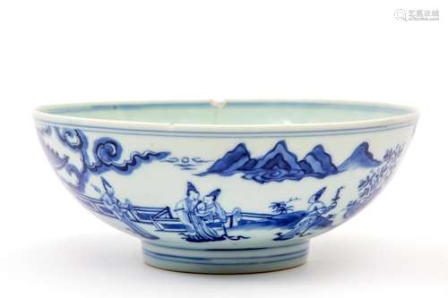 A blue and white bowl, three friends of winter