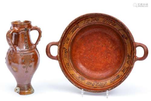 A German stoneware jug and bowl