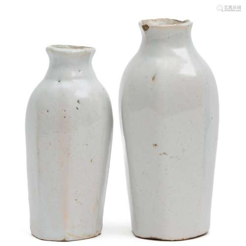 Two white Delft vases