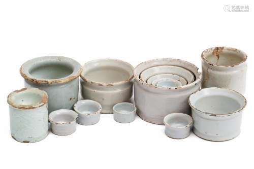 A group of white Delft ointment pots