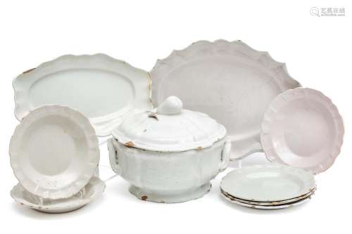 A group of French white faience dishes