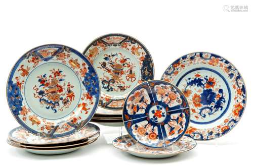 Eleven Chinese Imari porcelain plates