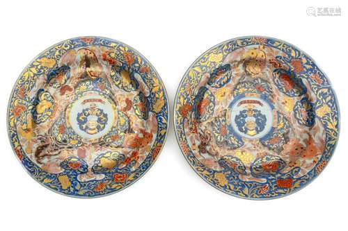 A pair of very large Chinese imari Chine-de-Commande armoria...