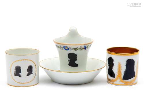 Three silhouette cups, attr. Samuel Mohn (1762–1825)