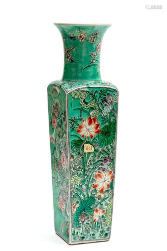 A tall square famille verte vase