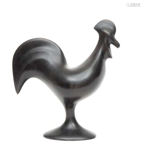 A patinated bronze cockerel