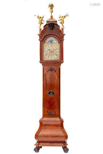 A Dutch burr-walnut longcase clock