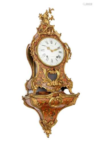 A Louis XV ormolu-mounted vernis martin bracket clock