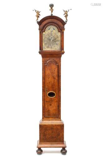 A Dutch burr-walnut longcase clock