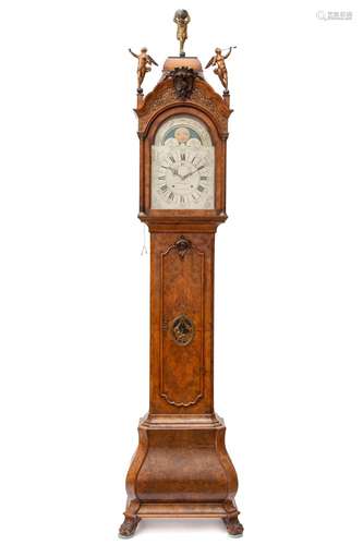 A Dutch burr-walnut longcase clock