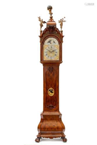 A Dutch burr-walnut longcase clock