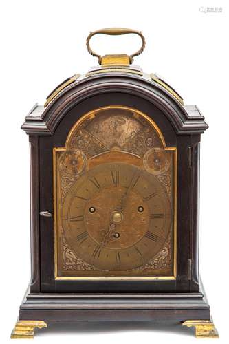 A George II small model ebony and calamander bracket clock, ...